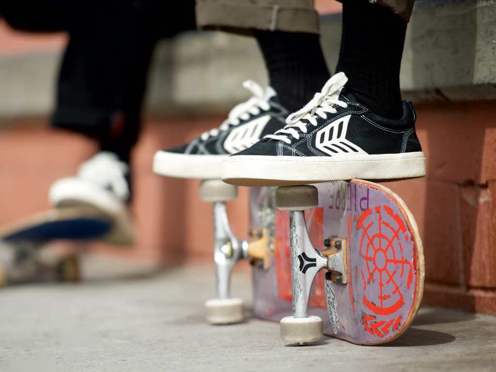 Cariuma shoes and a skateboard